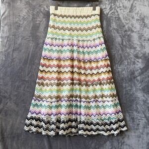 Anthropologie Lapis Maxi Skirt Women L Multicolor Chevron Tiered Festival Boho